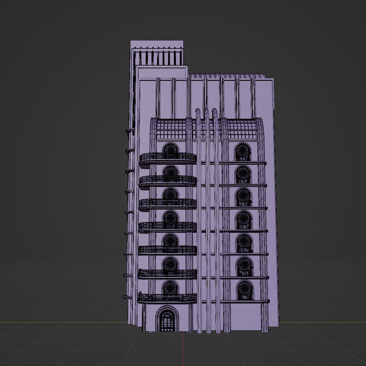ART DECO SKYSCRAPER BUILDING 04 Low-poly 3D model_29