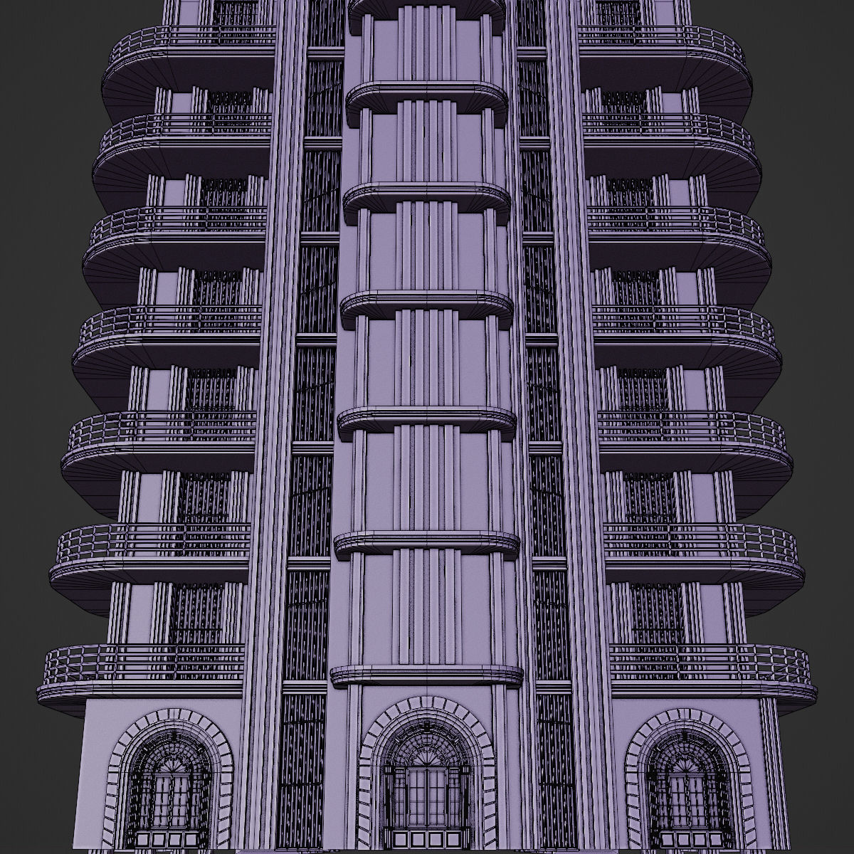 ART DECO SKYSCRAPER BUILDING 04 Low-poly 3D model_24