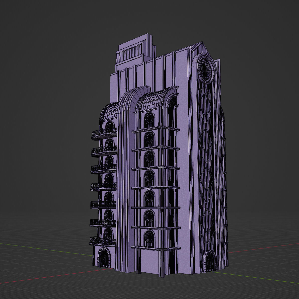 ART DECO SKYSCRAPER BUILDING 04 Low-poly 3D model_23