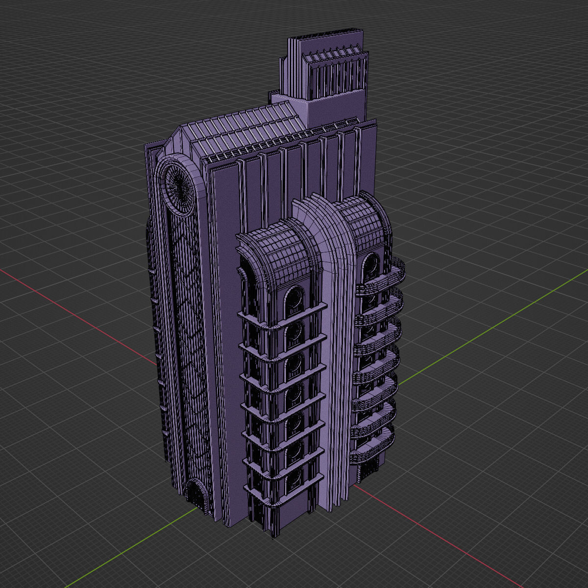 ART DECO SKYSCRAPER BUILDING 04 Low-poly 3D model_19