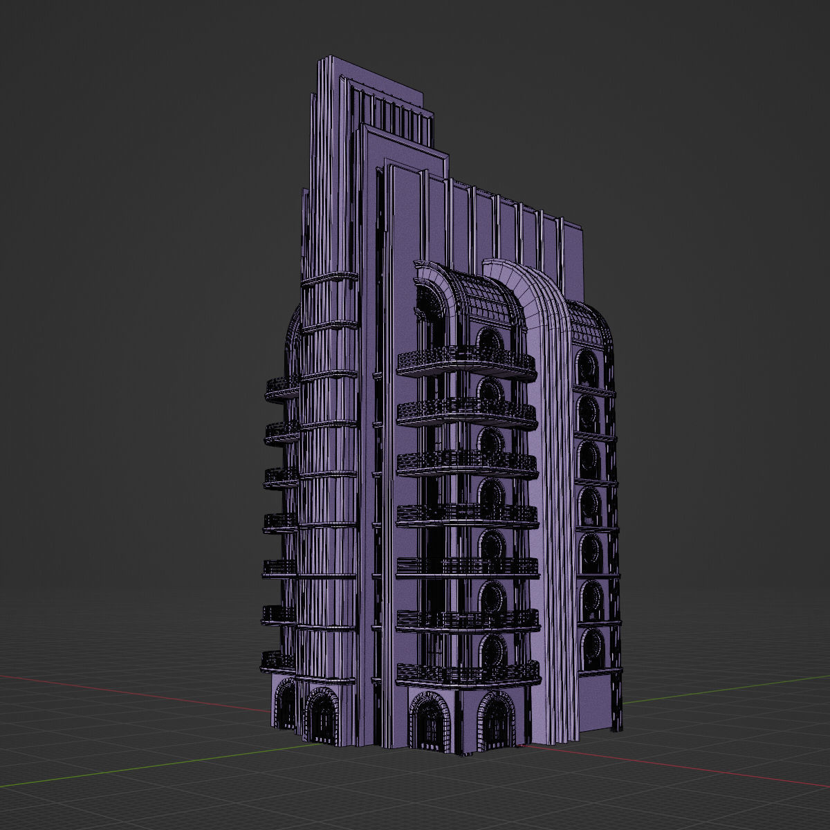 ART DECO SKYSCRAPER BUILDING 04 Low-poly 3D model_18