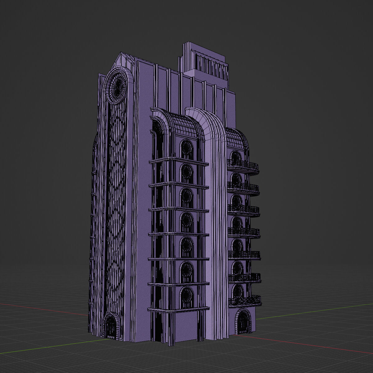 ART DECO SKYSCRAPER BUILDING 04 Low-poly 3D model_25