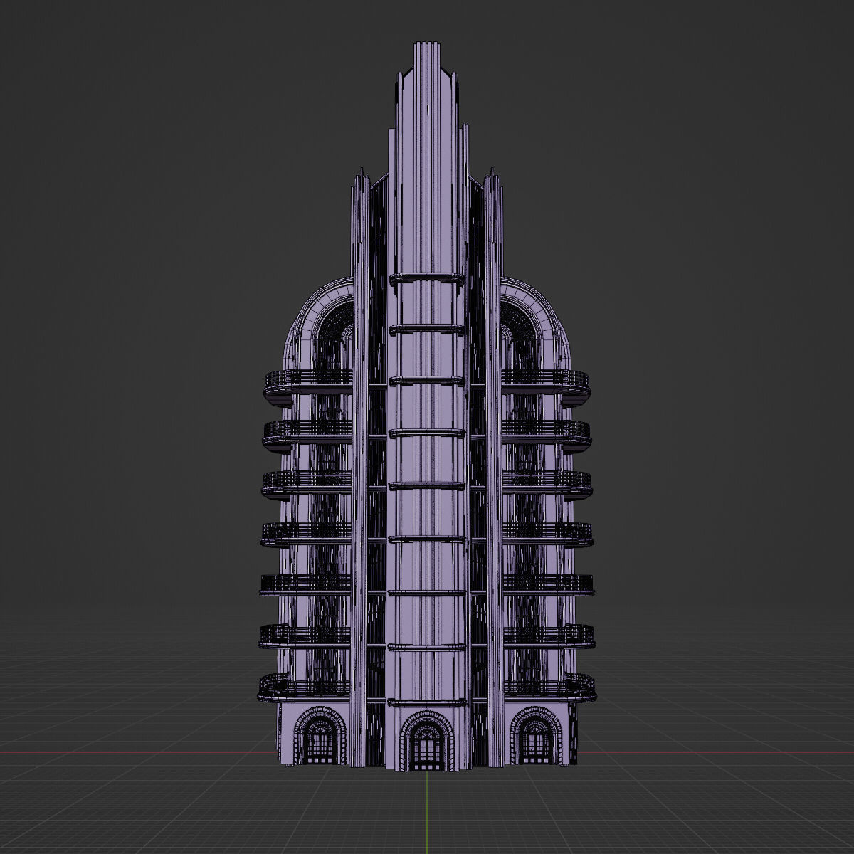 ART DECO SKYSCRAPER BUILDING 04 Low-poly 3D model_20
