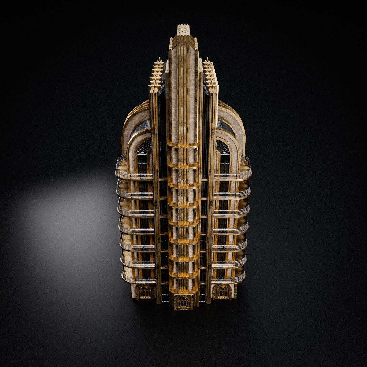 ART DECO SKYSCRAPER BUILDING 04 Low-poly 3D model_11