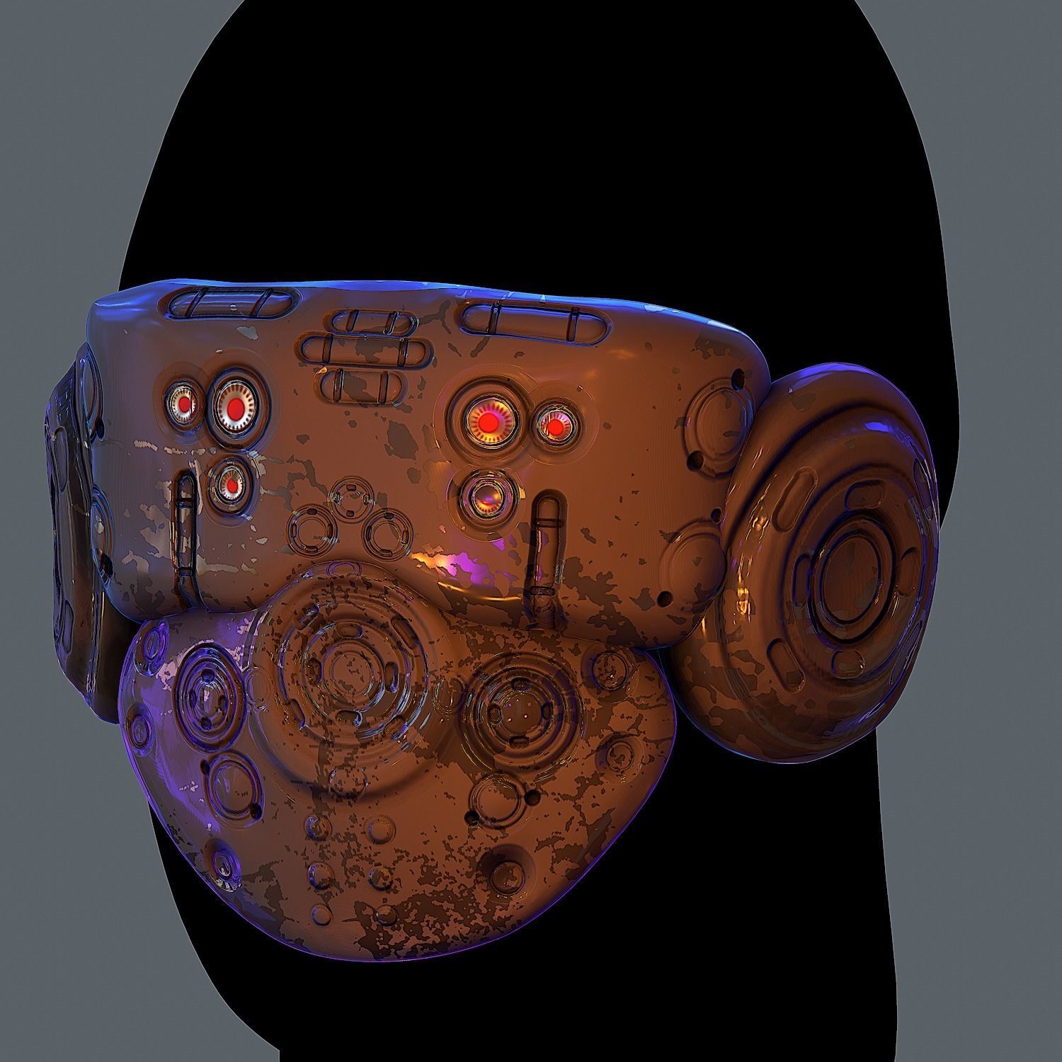 Gas mask helmet 3d model scifi Low-poly Low-poly 3D model Low-poly 3D model_3