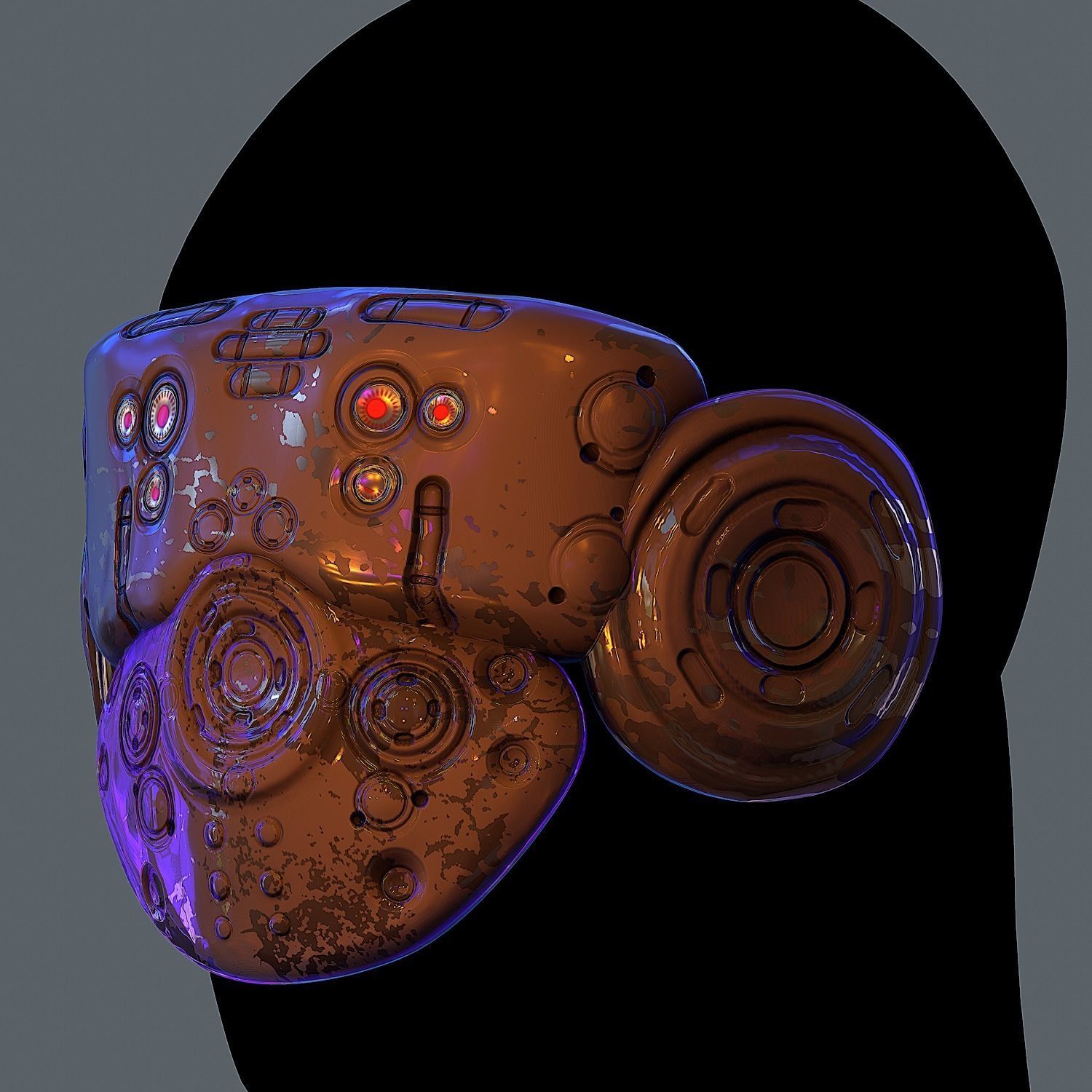 Gas mask helmet 3d model scifi Low-poly Low-poly 3D model Low-poly 3D model_2