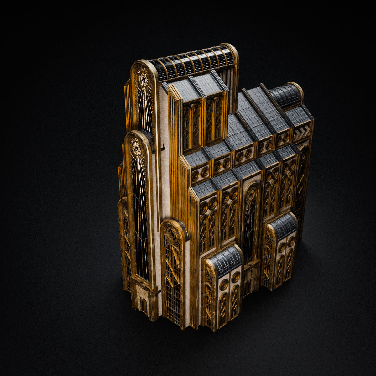 ART DECO SKYSCRAPER BUILDING 05 Low-poly 3D model_12