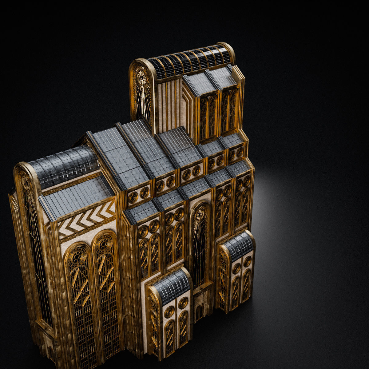 ART DECO SKYSCRAPER BUILDING 05 Low-poly 3D model_13