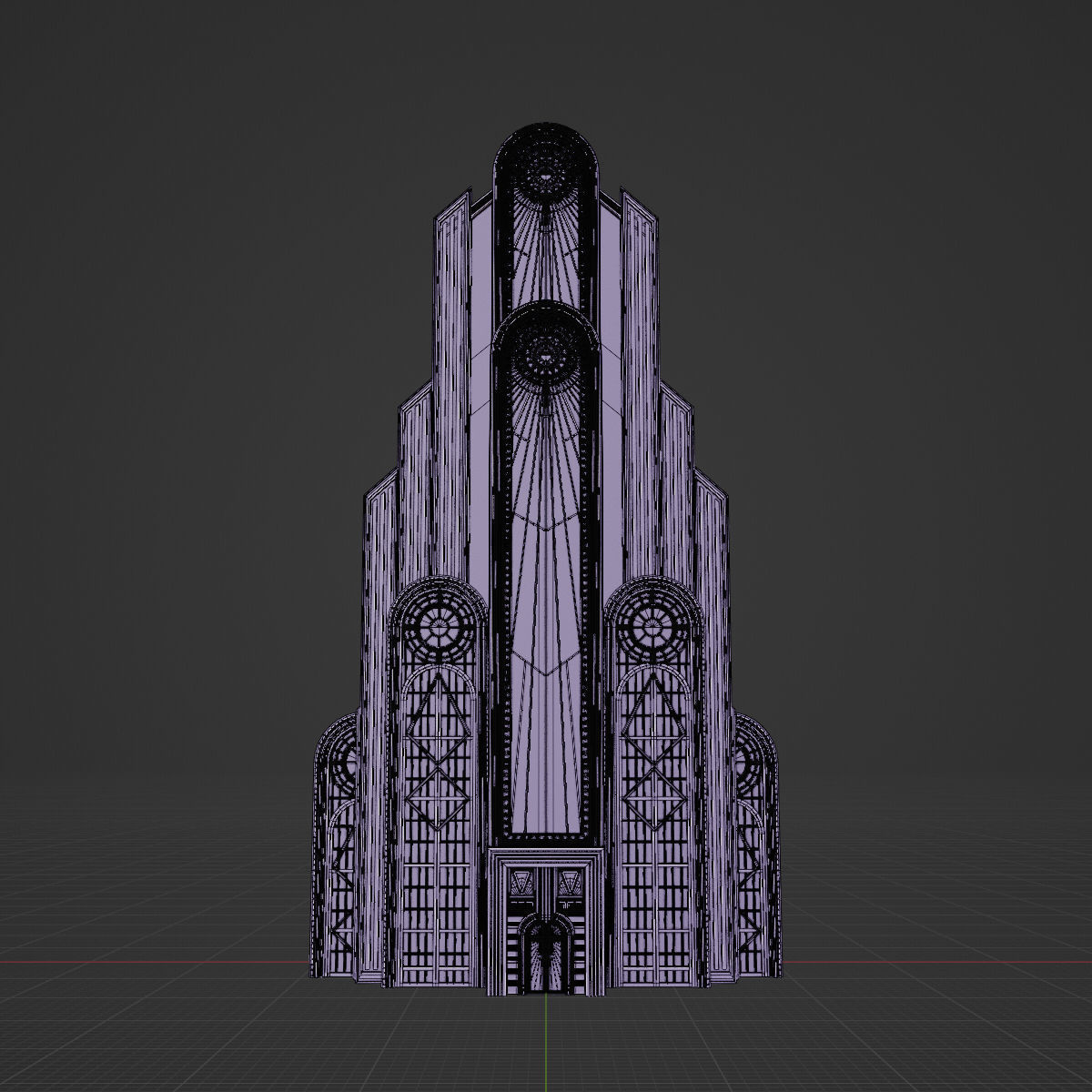 ART DECO SKYSCRAPER BUILDING 05 Low-poly 3D model_17