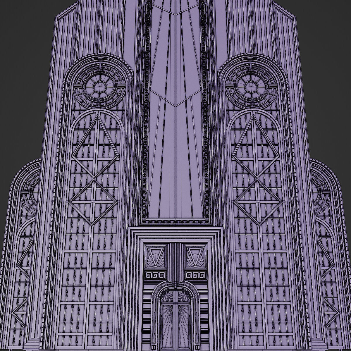 ART DECO SKYSCRAPER BUILDING 05 Low-poly 3D model_27