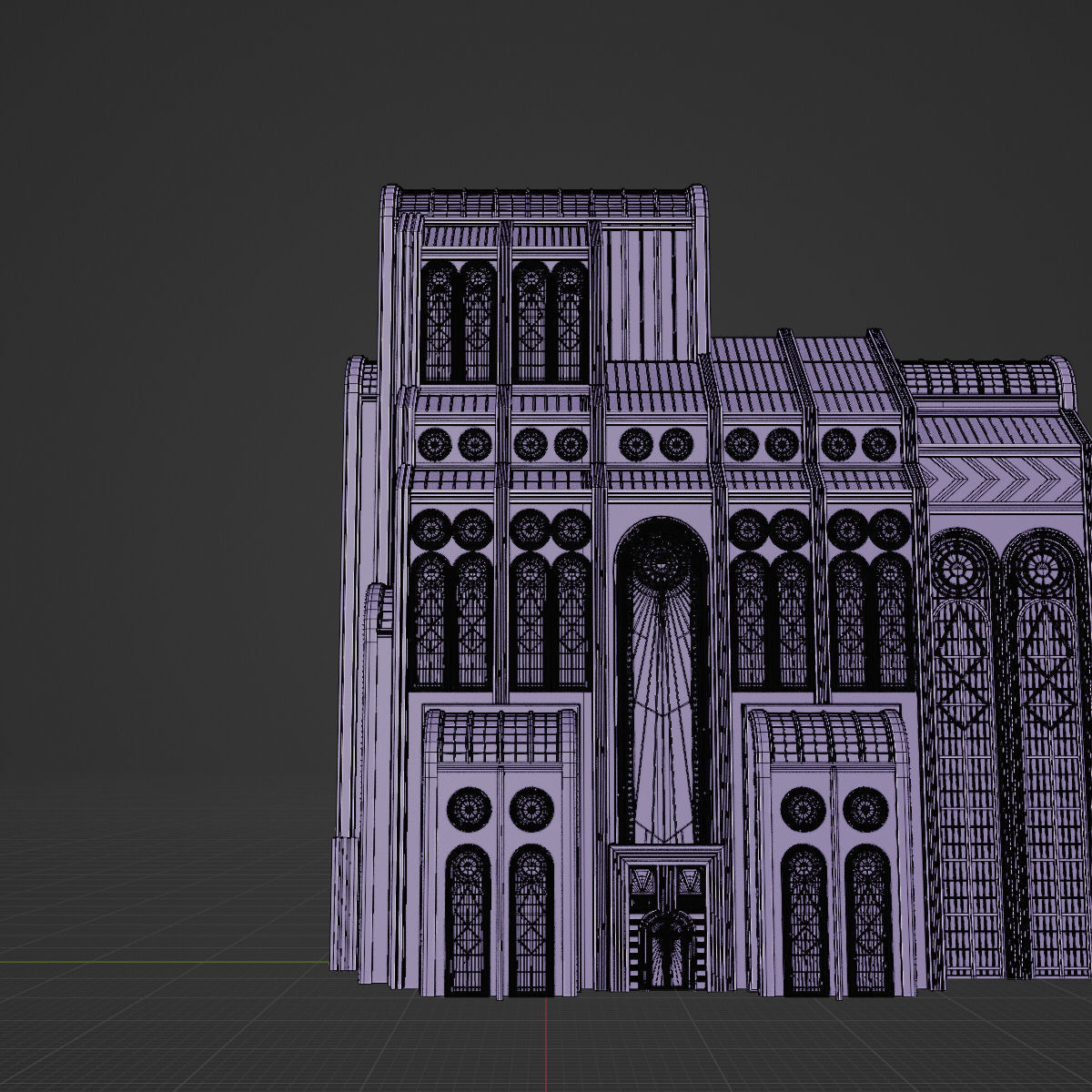 ART DECO SKYSCRAPER BUILDING 05 Low-poly 3D model_19