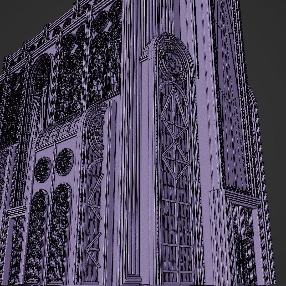 ART DECO SKYSCRAPER BUILDING 05 Low-poly 3D model_29