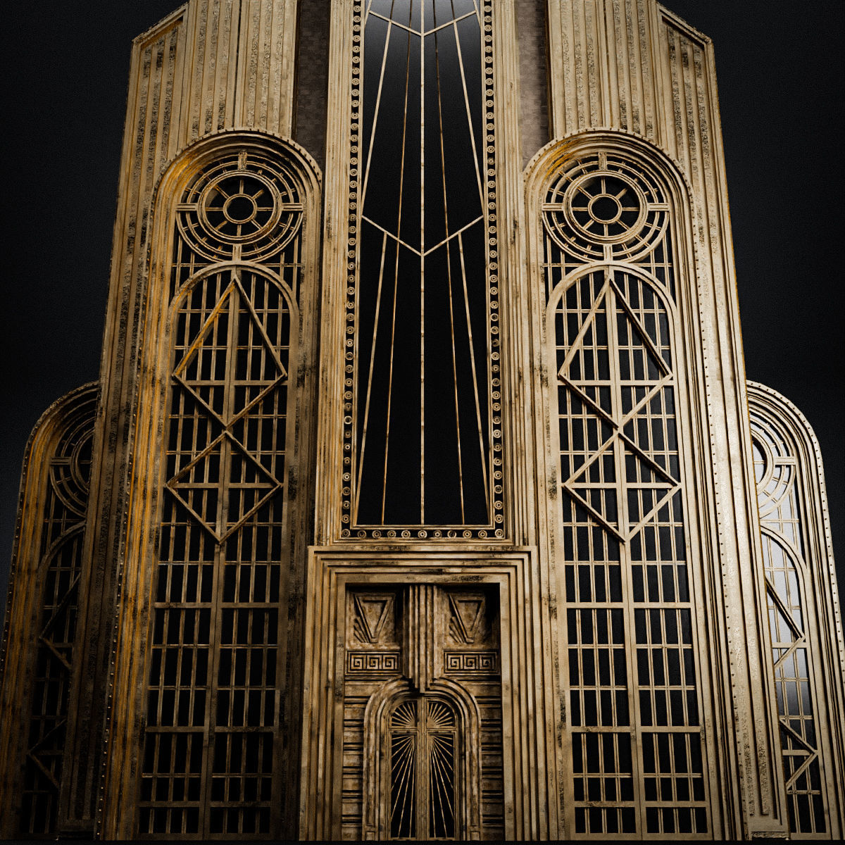 ART DECO SKYSCRAPER BUILDING 05 Low-poly 3D model_14