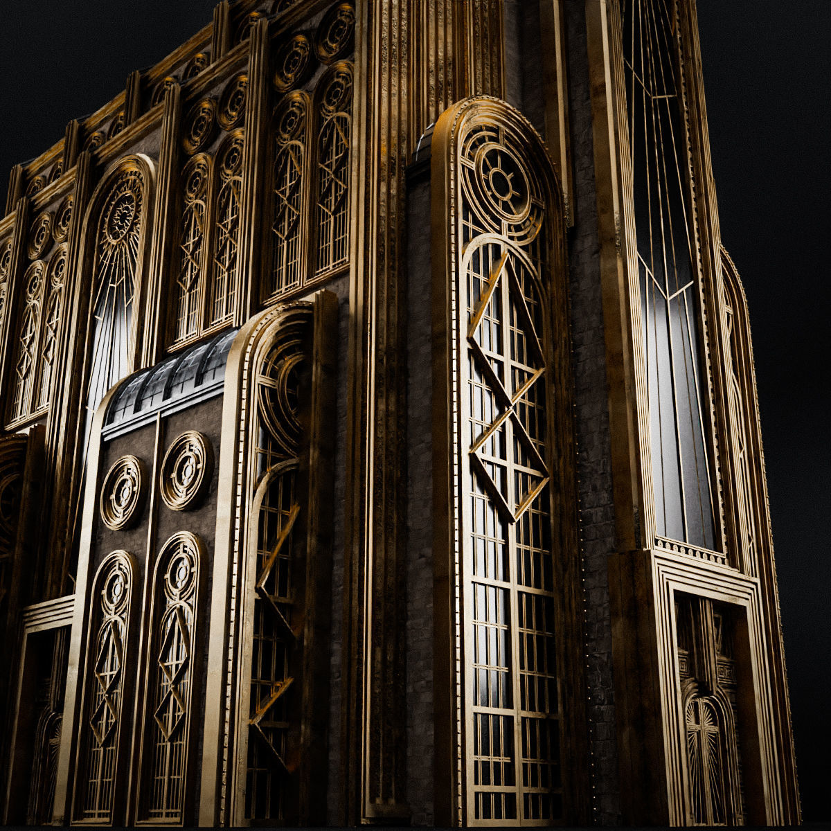 ART DECO SKYSCRAPER BUILDING 05 Low-poly 3D model_16