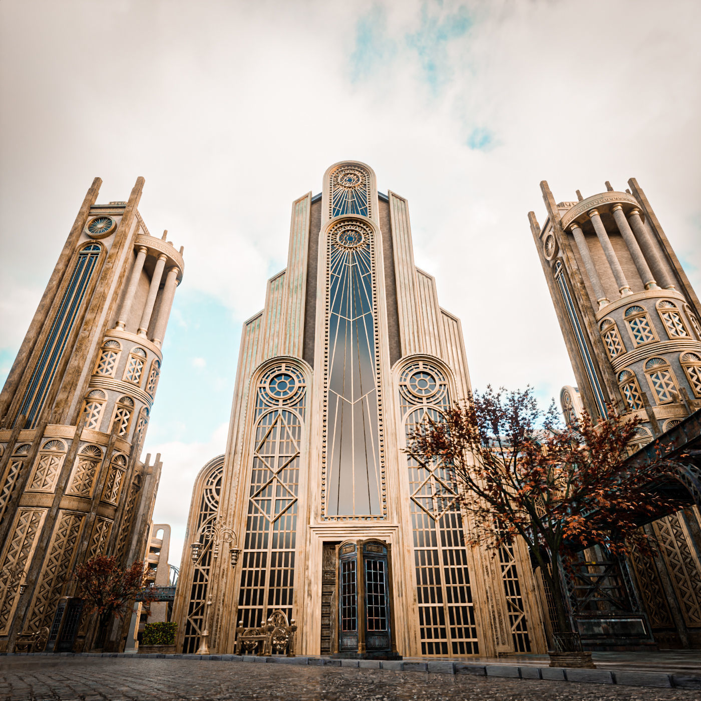 ART DECO SKYSCRAPER BUILDING 05 Low-poly 3D model_4