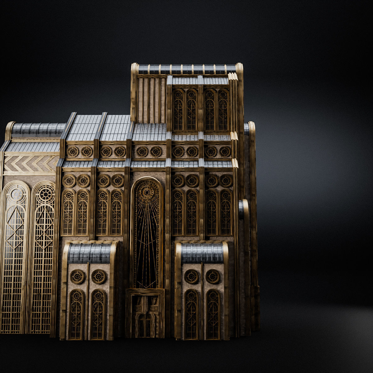 ART DECO SKYSCRAPER BUILDING 05 Low-poly 3D model_10