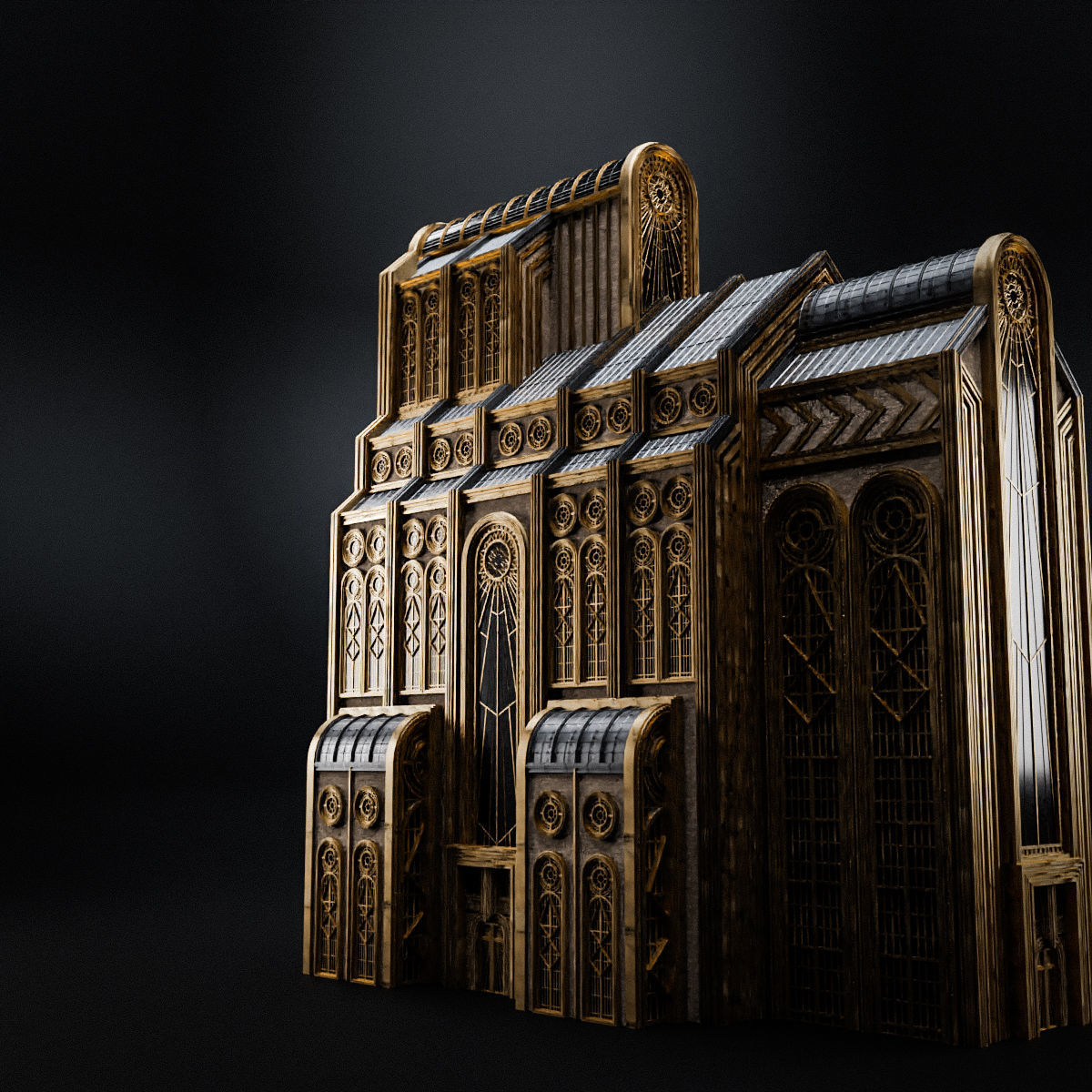 ART DECO SKYSCRAPER BUILDING 05 Low-poly 3D model_7