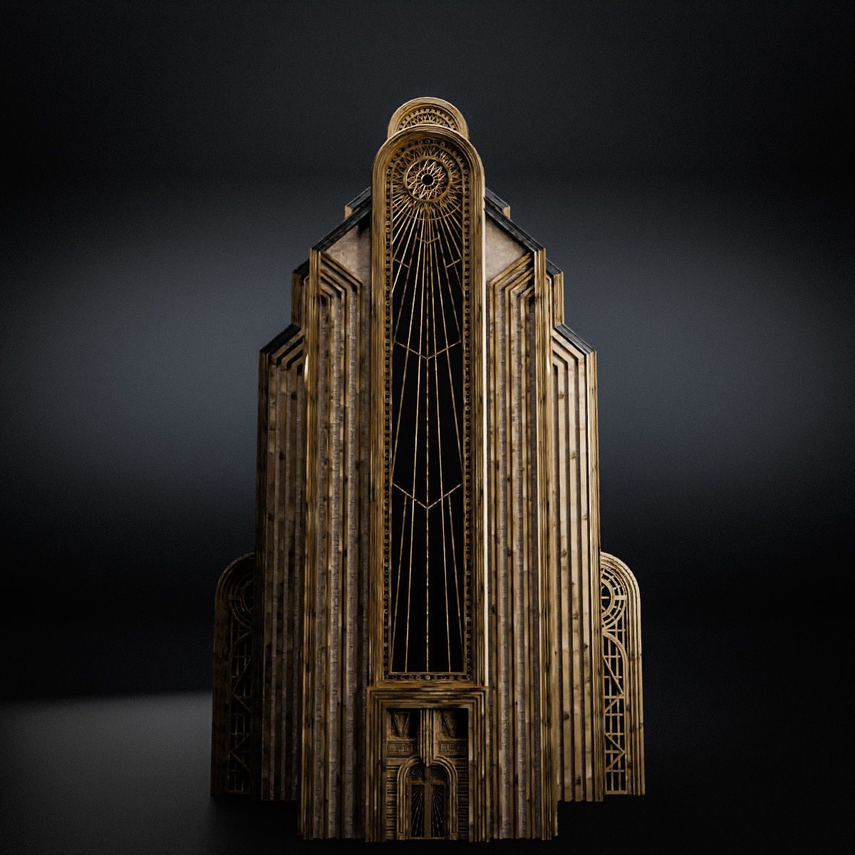 ART DECO SKYSCRAPER BUILDING 05 Low-poly 3D model_8