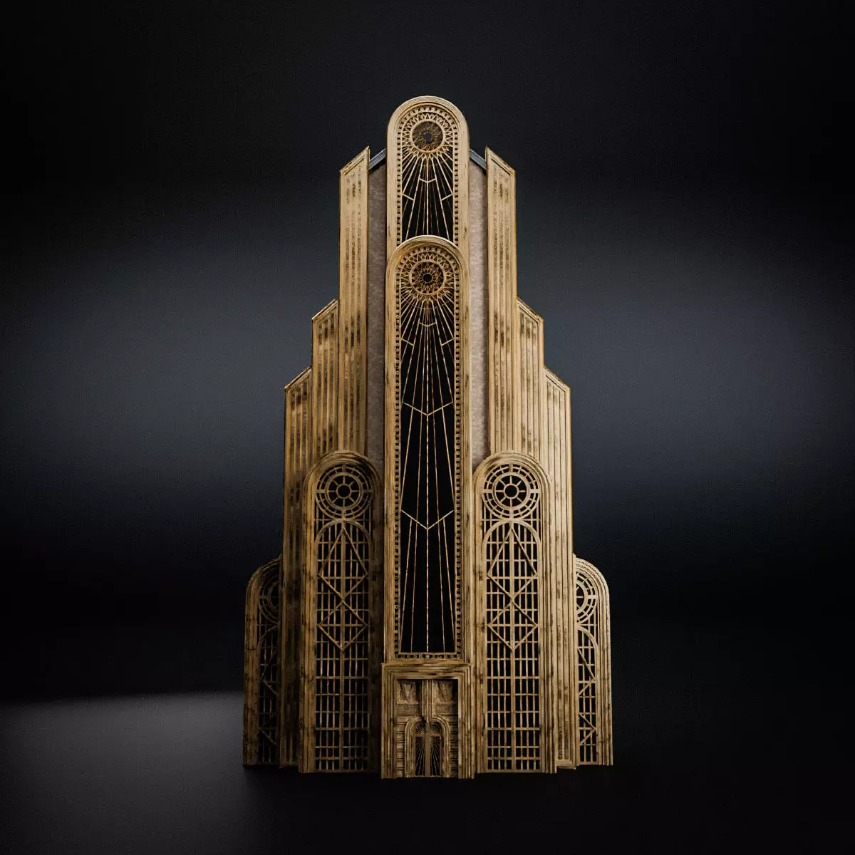 ART DECO SKYSCRAPER BUILDING 05 Low-poly 3D model_0