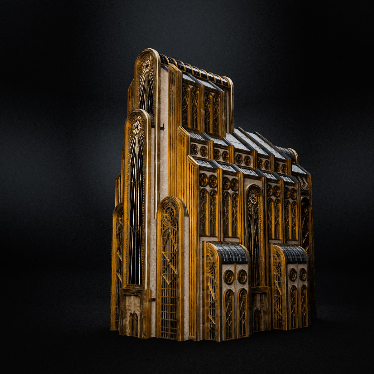 ART DECO SKYSCRAPER BUILDING 05 Low-poly 3D model_5