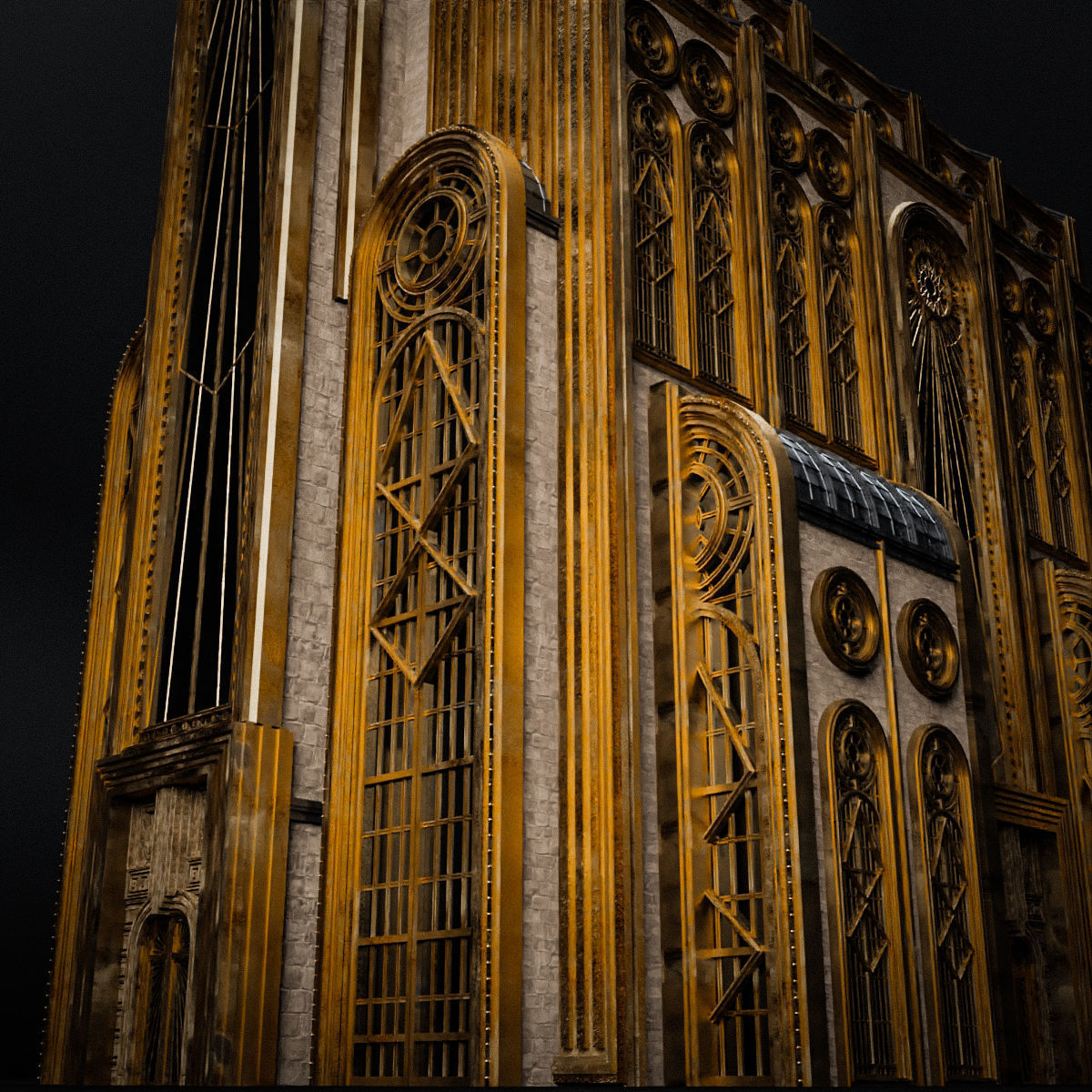 ART DECO SKYSCRAPER BUILDING 05 Low-poly 3D model_15