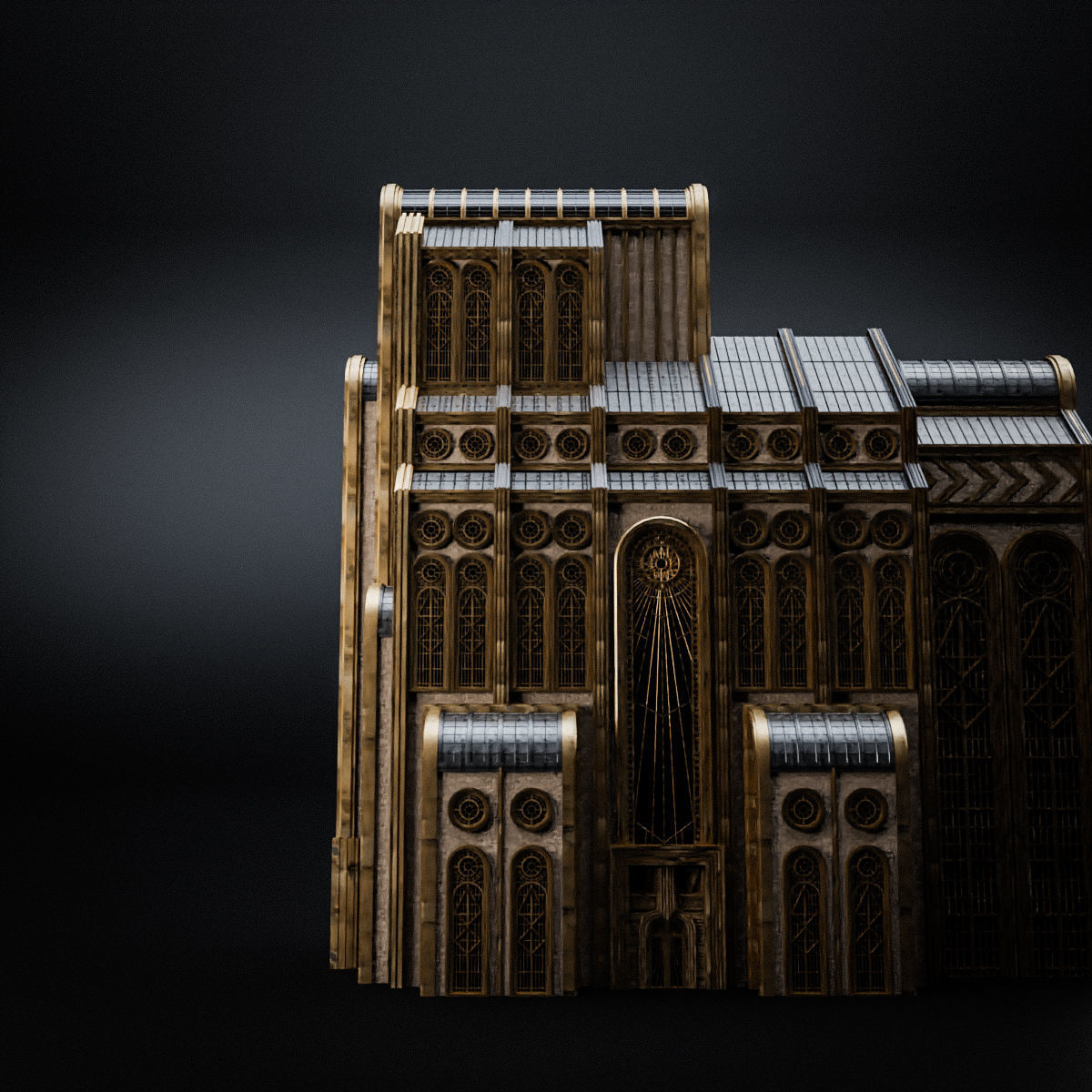 ART DECO SKYSCRAPER BUILDING 05 Low-poly 3D model_6