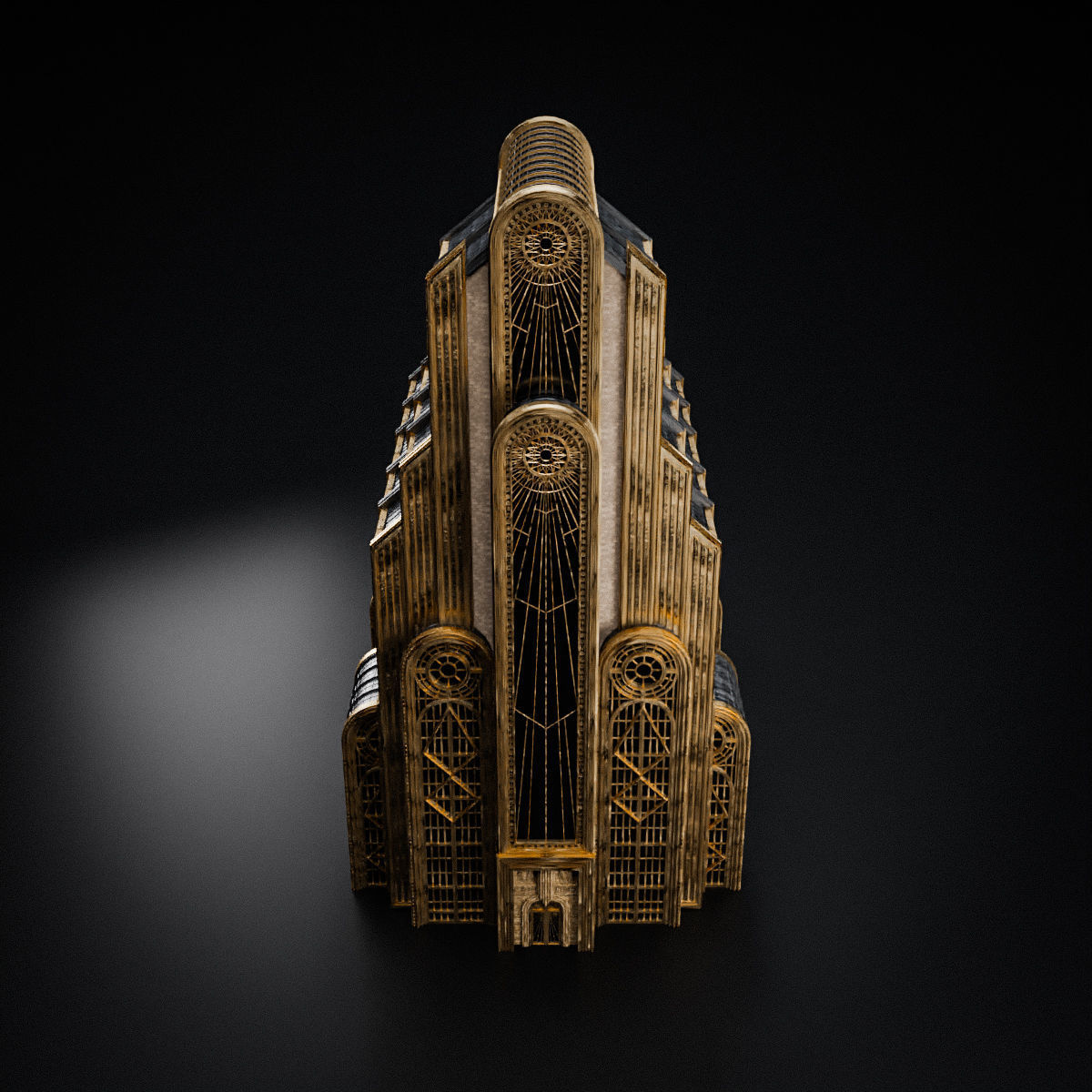 ART DECO SKYSCRAPER BUILDING 05 Low-poly 3D model_11