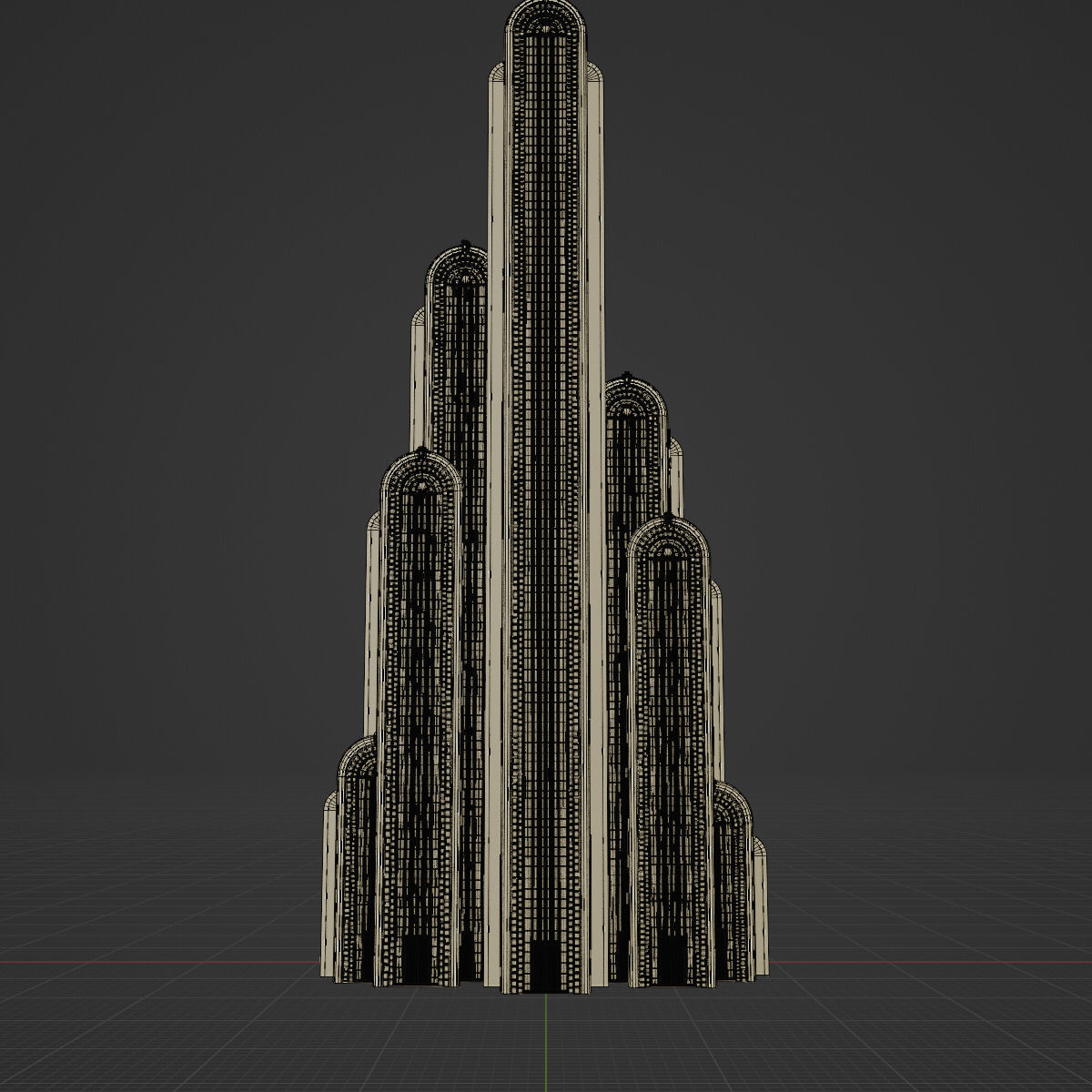 ART DECO SKYSCRAPER BUILDING 06 Low-poly 3D model_21