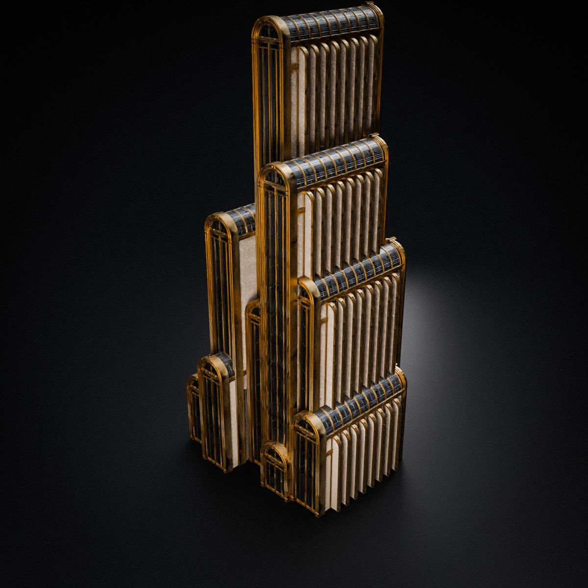 ART DECO SKYSCRAPER BUILDING 06 Low-poly 3D model_12