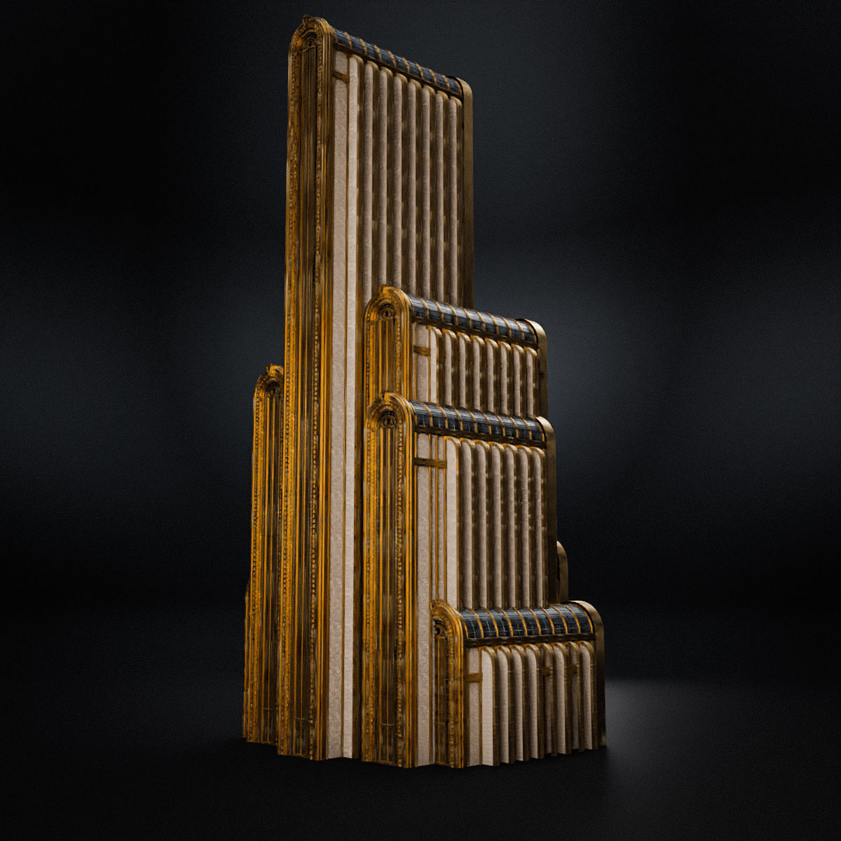 ART DECO SKYSCRAPER BUILDING 06 Low-poly 3D model_9