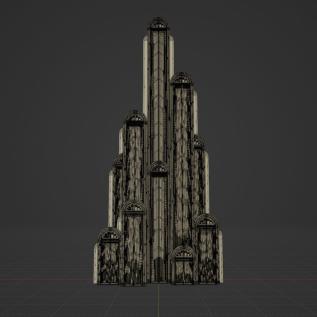 ART DECO SKYSCRAPER BUILDING 06 Low-poly 3D model_17