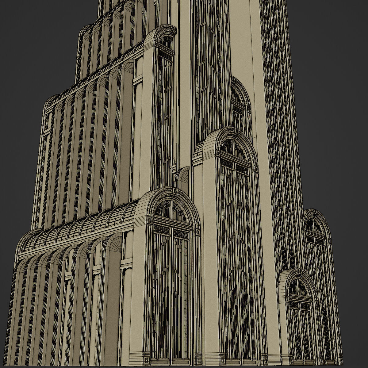 ART DECO SKYSCRAPER BUILDING 06 Low-poly 3D model_29