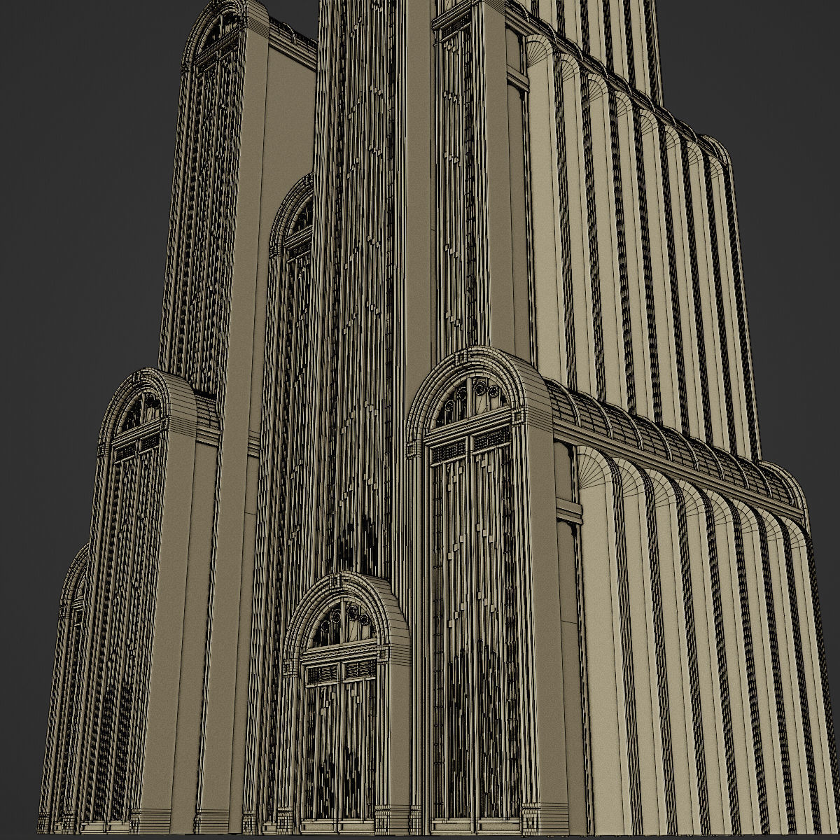 ART DECO SKYSCRAPER BUILDING 06 Low-poly 3D model_28