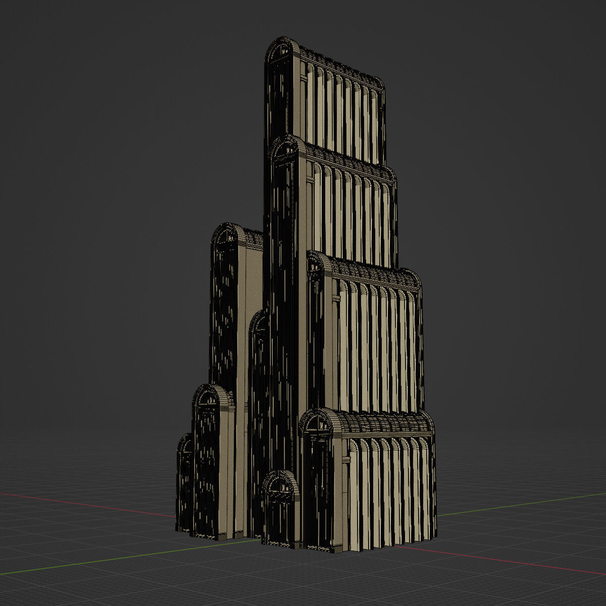 ART DECO SKYSCRAPER BUILDING 06 Low-poly 3D model_18