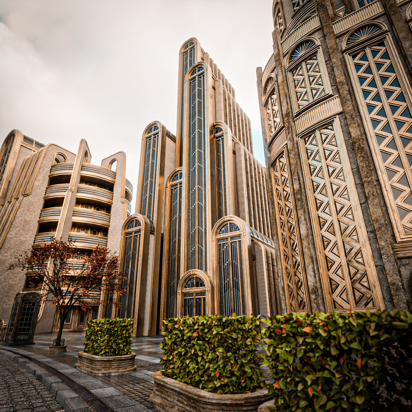 ART DECO SKYSCRAPER BUILDING 06 Low-poly 3D model_4