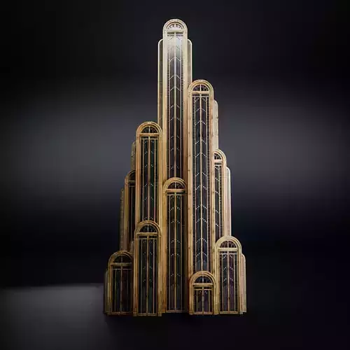 ART DECO SKYSCRAPER BUILDING 06 Low-poly 3D model