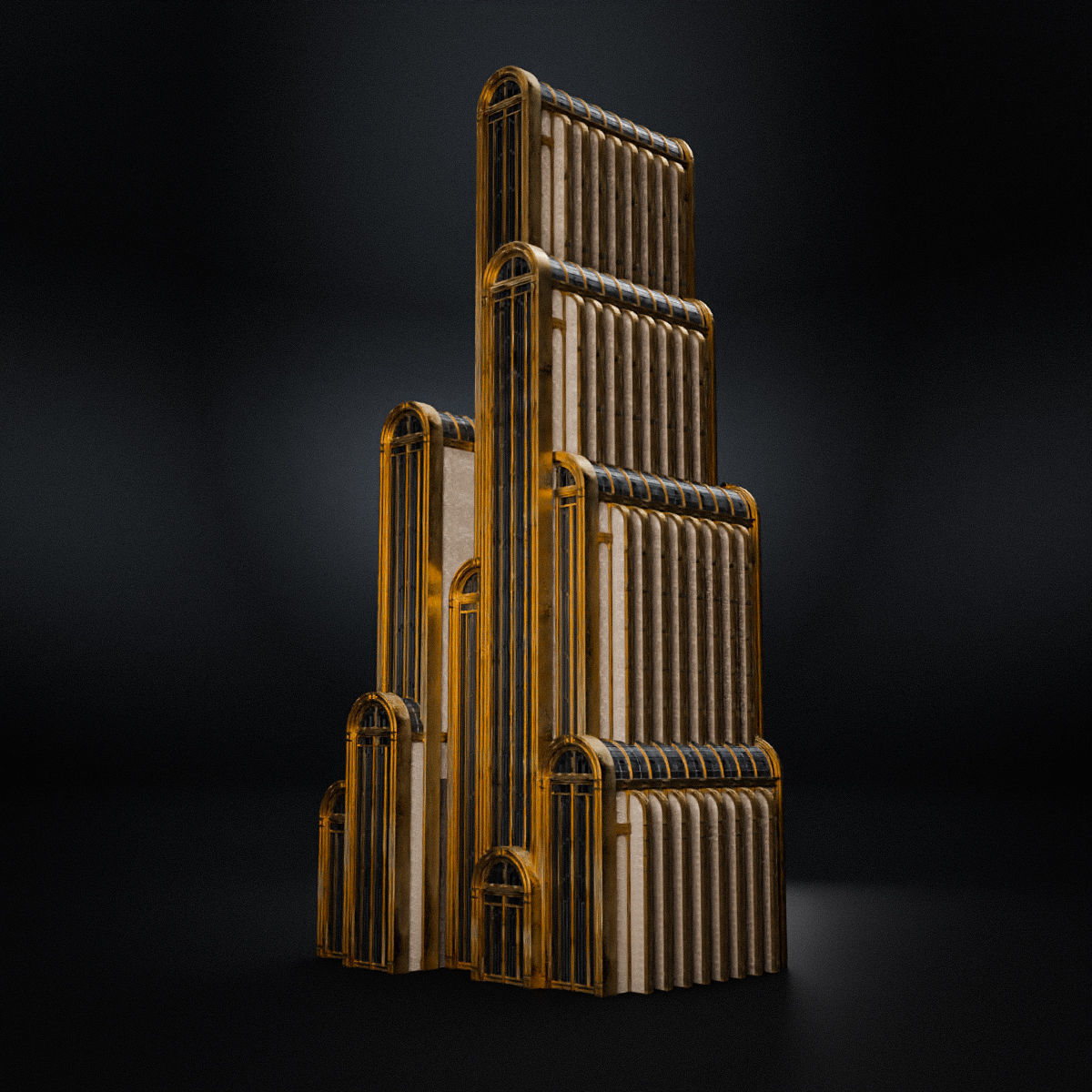 ART DECO SKYSCRAPER BUILDING 06 Low-poly 3D model_5
