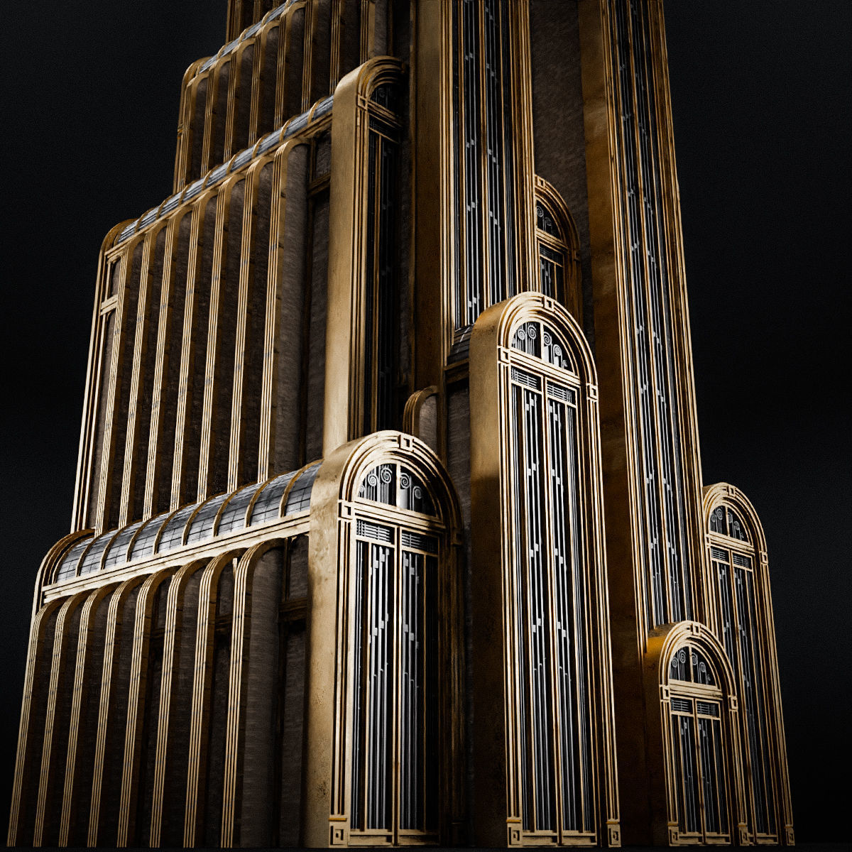 ART DECO SKYSCRAPER BUILDING 06 Low-poly 3D model_16