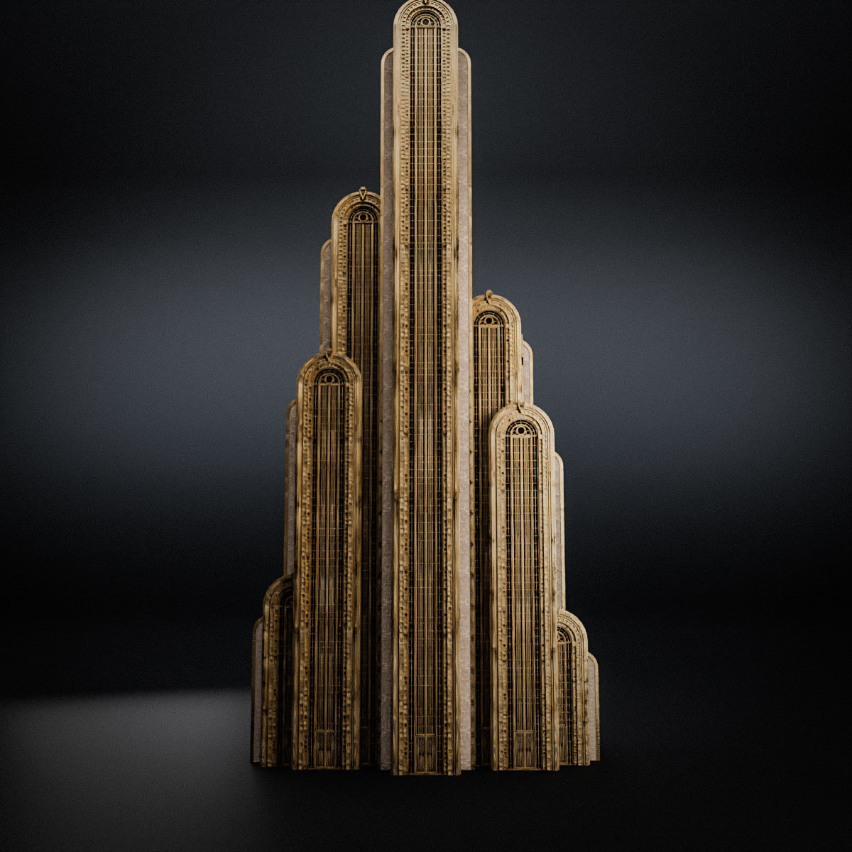 ART DECO SKYSCRAPER BUILDING 06 Low-poly 3D model_8