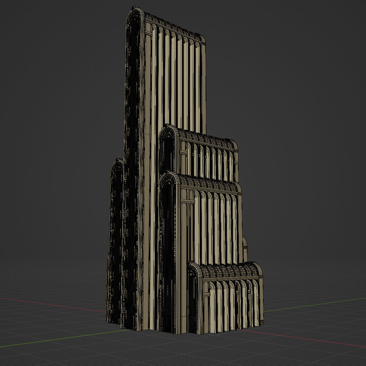 ART DECO SKYSCRAPER BUILDING 06 Low-poly 3D model_22