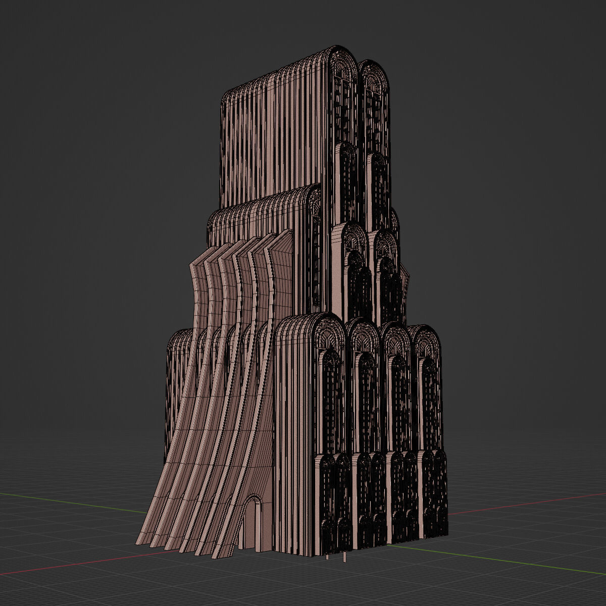 ART DECO SKYSCRAPER BUILDING 07 Low-poly 3D model_17