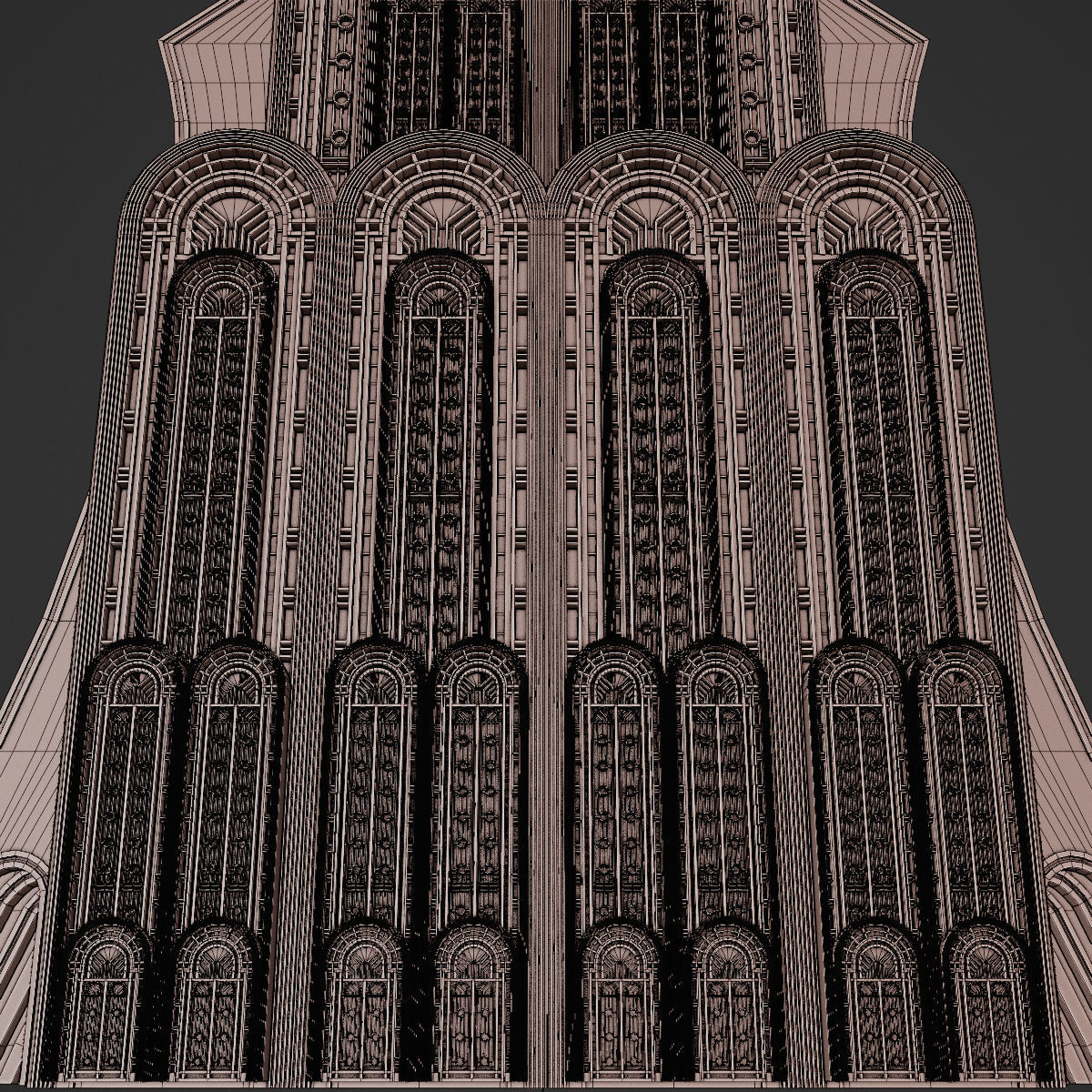 ART DECO SKYSCRAPER BUILDING 07 Low-poly 3D model_27