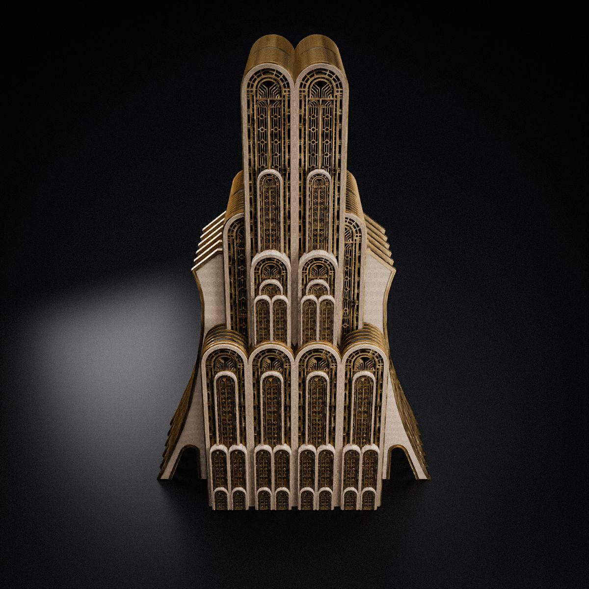 ART DECO SKYSCRAPER BUILDING 07 Low-poly 3D model_11