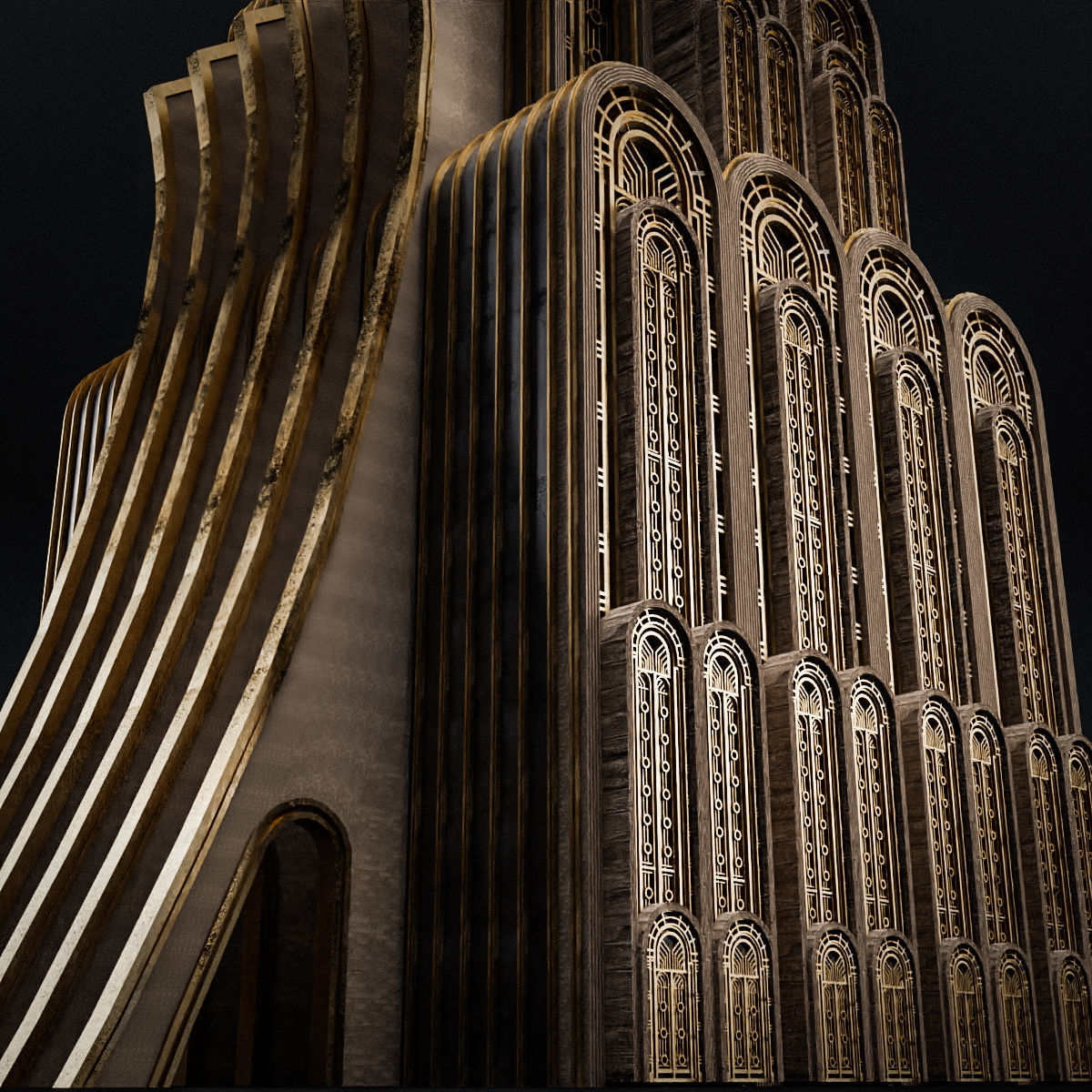 ART DECO SKYSCRAPER BUILDING 07 Low-poly 3D model_16