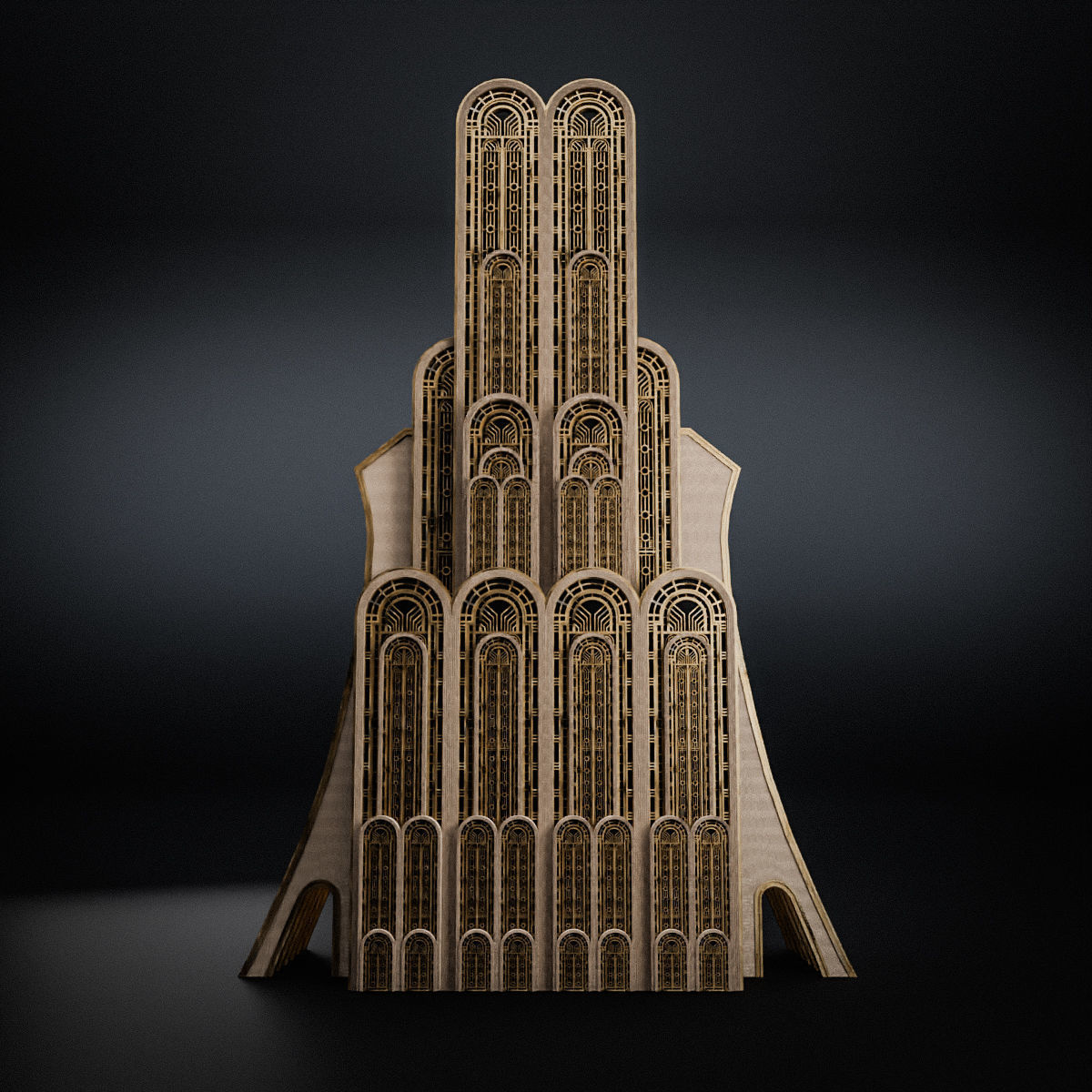 ART DECO SKYSCRAPER BUILDING 07 Low-poly 3D model_8