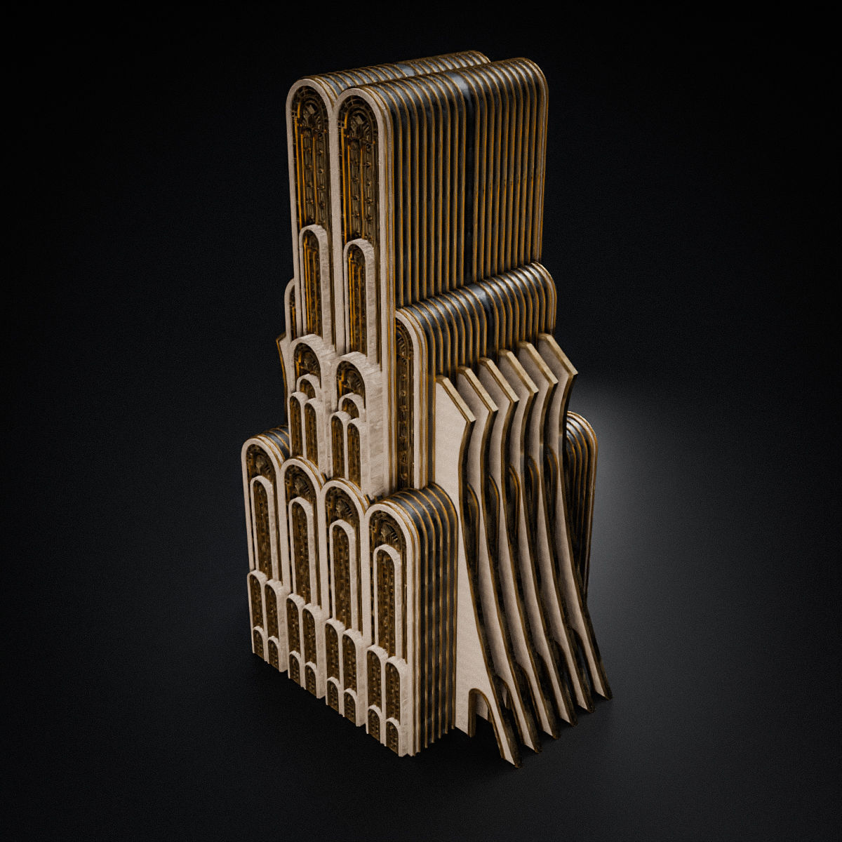 ART DECO SKYSCRAPER BUILDING 07 Low-poly 3D model_13