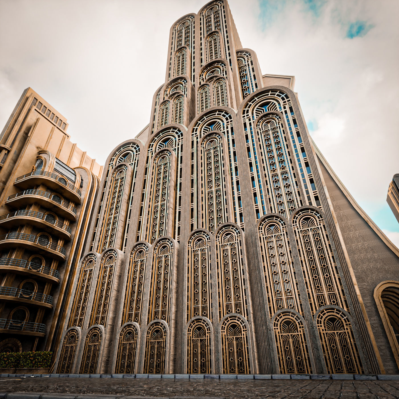 ART DECO SKYSCRAPER BUILDING 07 Low-poly 3D model_4