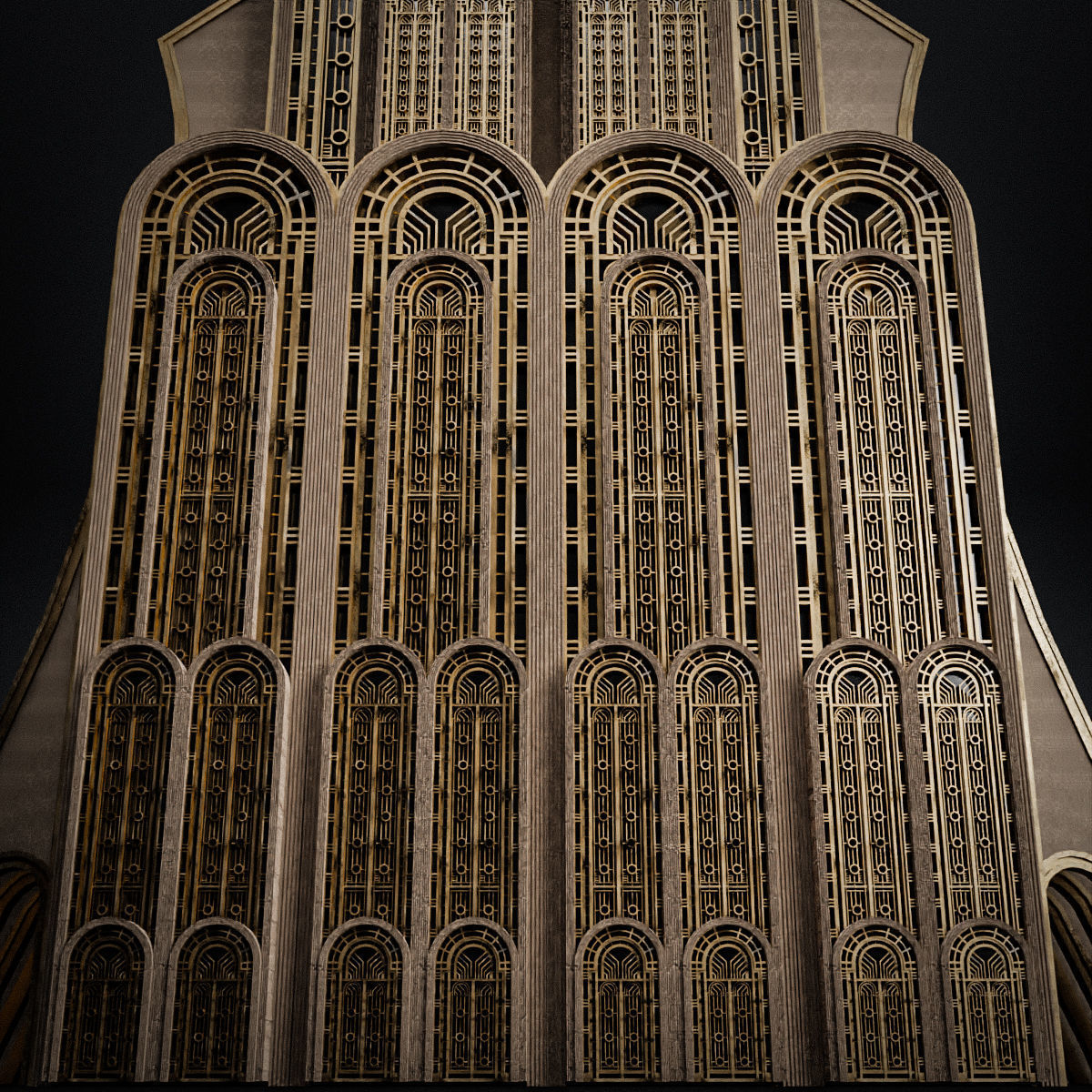 ART DECO SKYSCRAPER BUILDING 07 Low-poly 3D model_14