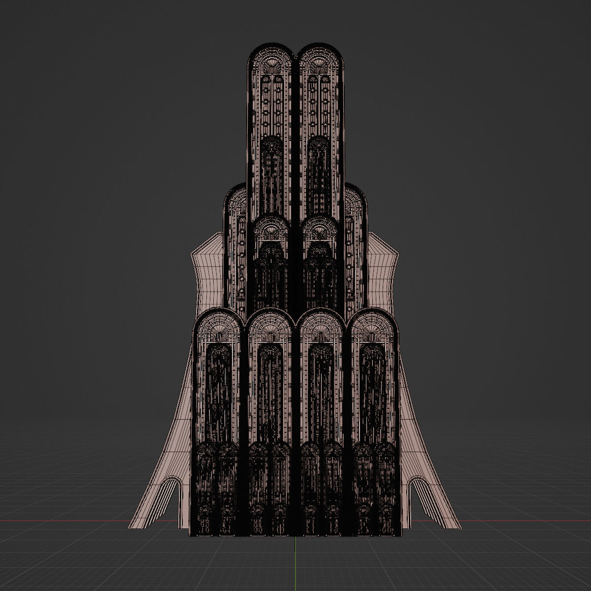 ART DECO SKYSCRAPER BUILDING 07 Low-poly 3D model_29
