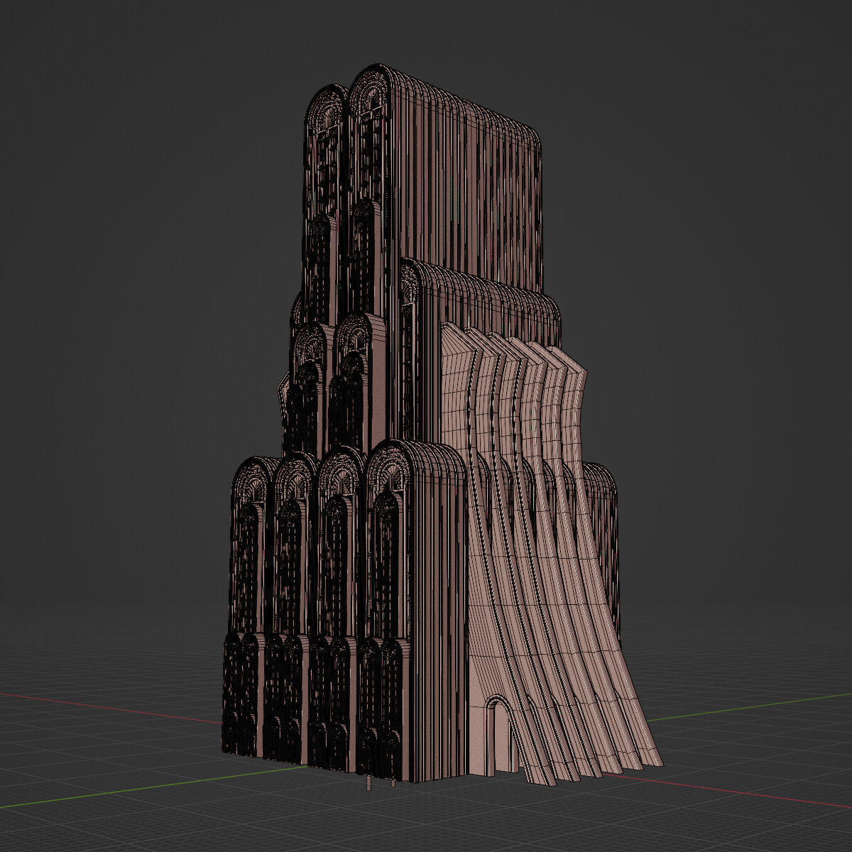 ART DECO SKYSCRAPER BUILDING 07 Low-poly 3D model_24